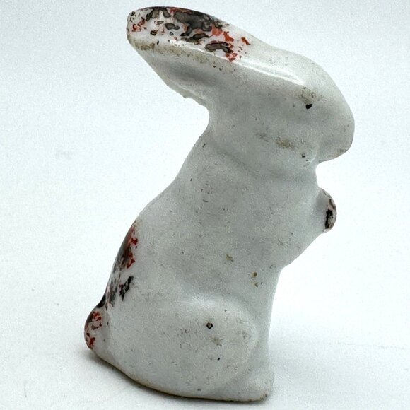 Vintage 1.5" Porcelain Bunny Rabbit Figurine Made In Japan White Brown Speckled - Picture 2 of 9